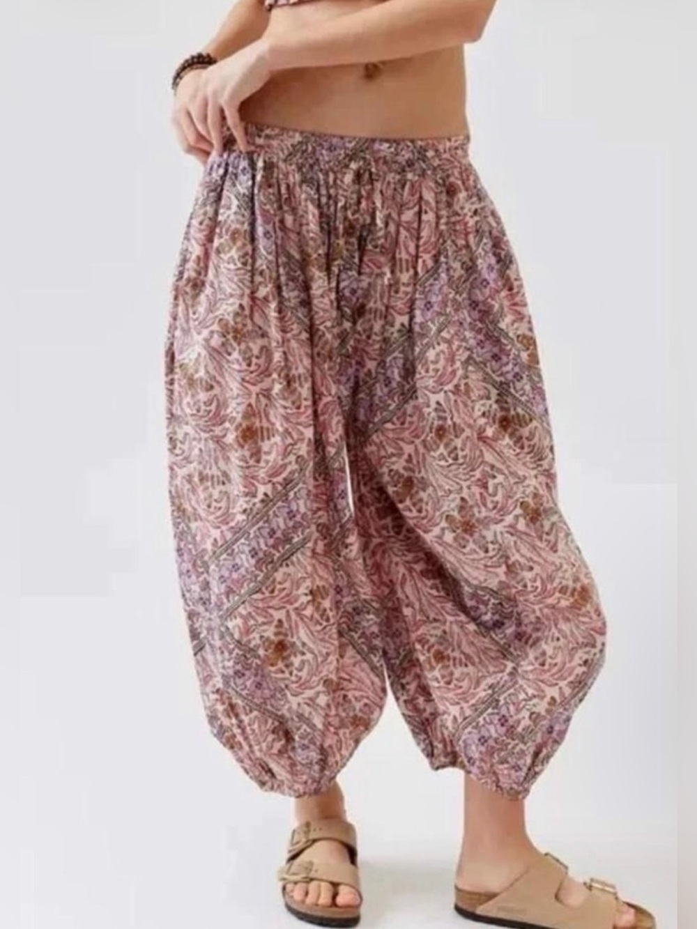 Urban Outfitters Pink Paisley Wide-Leg Harem Pants